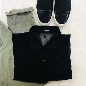American Apparel sheer blouse with velvet dots